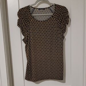 Tommy Hilfiger Women's Navy and Gold Nautical Rope Patterned Top Large